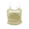 thumbnail image 3 of QATAINLAV Womens Padded Cami Shirts Summer Spaghetti Strap Tank Tops with Built in Bra Slim Fitted Basic Undershirt Yellow, 3 of 10