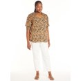 thumbnail image 2 of Terra & Sky Women’s Plus Size Smocked V-Neck Blouse, Sizes 0X-5X, 2 of 5