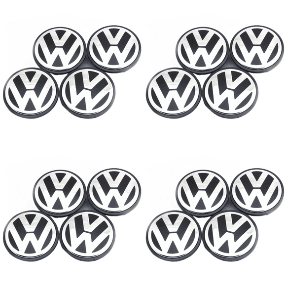 Peggybuy 4Pcs Genuine Wheel Center Hub Cap Chrome & Black 70MM for VW Beetle Passat Jetta