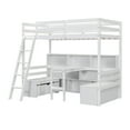 thumbnail image 5 of Euroco Modern Wood Twin Size Loft Bed with Desk and Drawers, Storage Shelf and Bench for Kids Teens, White, 5 of 6