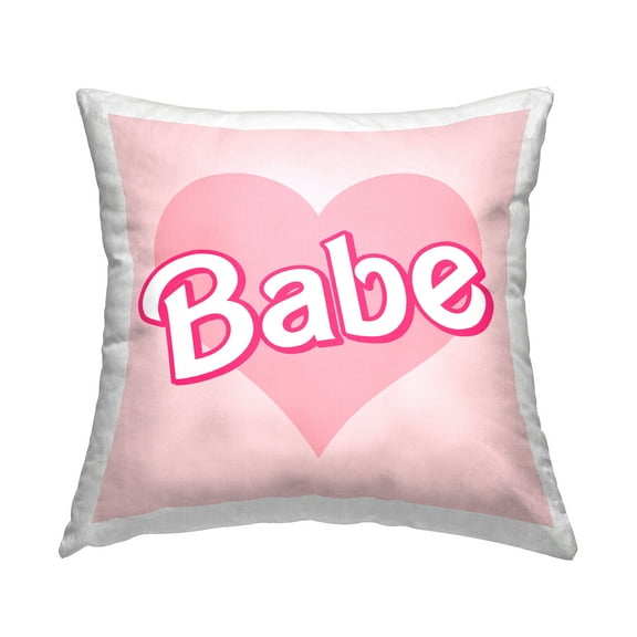 Stupell Industries Babe Pink Heart Phrase Square Decorative Printed Throw Pillow, 18 x 18