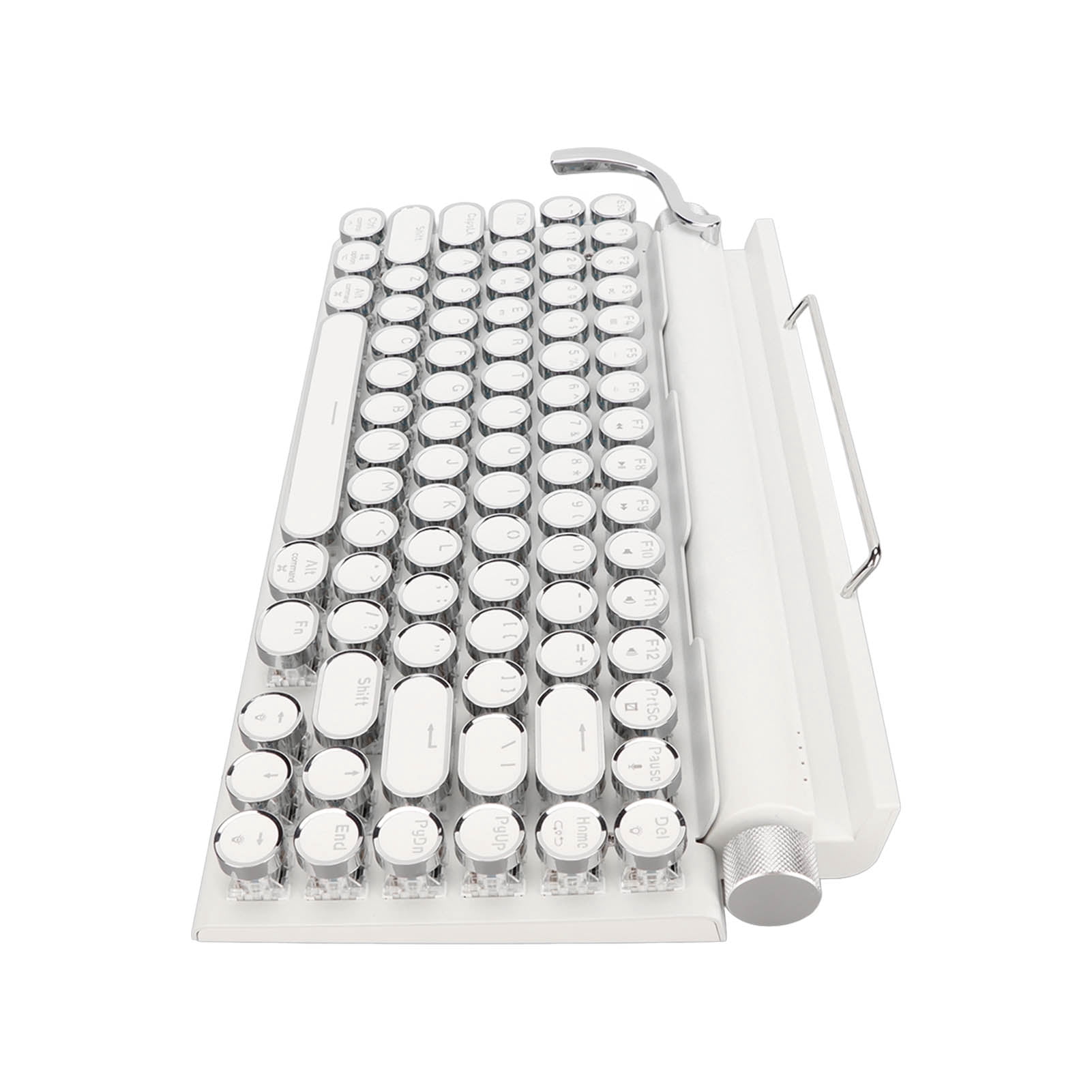 Typewriter Mechanical Keyboard, Mechanical Keyboard Retro Round Keycap Support 3 Devices FN Master 83 Keys  For Tablet White