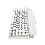 Typewriter Mechanical Keyboard, Mechanical Keyboard Retro Round Keycap Support 3 Devices FN Master 83 Keys For Tablet White