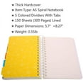 thumbnail image 3 of 5 Subject Notebook，Wide Ruled Spiral Notebooks，A5 Travelers Notebook, Colored Dividers with Tabs, Cute Floral Notepad, Hardcover Journal Memo Planner for School Kids Girls Women, 5.7”×8.27”, 300 Pages, 3 of 7