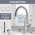 thumbnail image 6 of WOWOW Brushed Nickel Kitchen Faucet with Sprayer, Single Handle Gooseneck Kitchen Sink Faucet, 6 of 6