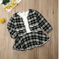 thumbnail image 3 of xiaxaixu Ensemble d'Automne pour Bébés Filles Robe Tutu à Manches Longues à Empiècements + Manteau à Carreaux, 3 of 7