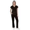 thumbnail image 4 of LNZGNM Scrubs for Women Set 2 Piece Straight Leg Drawstring Pants with 4 Pockets V Neck Quick-Dry Short Sleeve Top for Nurses Long Shifts Workwear, Brown (M), 4 of 4