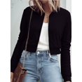 thumbnail image 6 of Flight Jacket Women Light-Weight Casual Zip Up Jacket Cropped Long Sleeve Fashion, Fall Black XL, 6 of 9