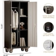 thumbnail image 3 of Armoire de Rangement en Métal Robuste Verrouillable de 71 Pouces de Hauteur avec Roues à 360°, Armoire en Acier avec Tablettes et Portes Ajustables, Armoire de Garage Roulante pour Bureau, Maison, Garde-Manger et Atelier, 3 of 7