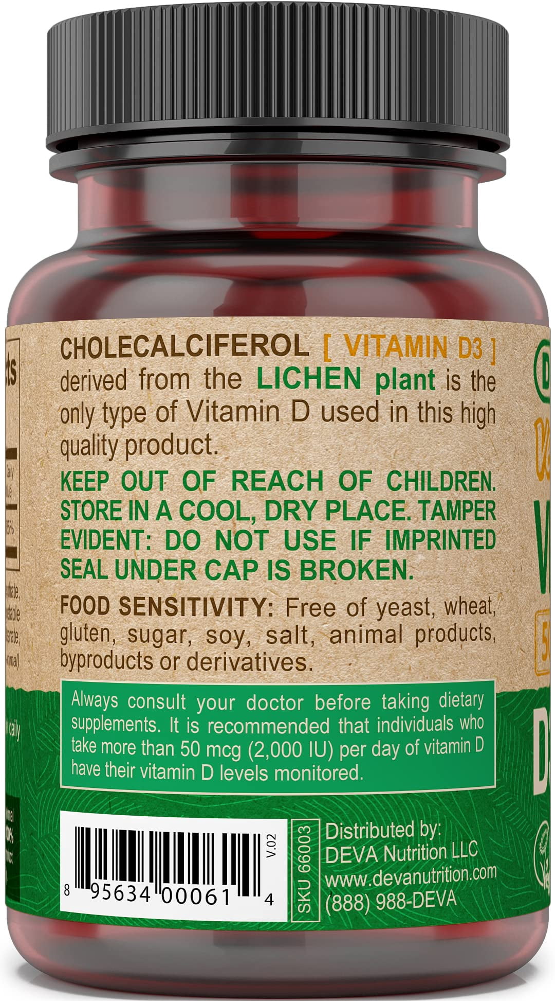 Deva Vegan Vegan Vitamin D3 5000 IU 90 Tablet