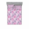 thumbnail image 2 of Ambesonne Paisley Fitted Sheet & Pillow Sham Set, Art Effects, Twinxl, Fuchsia Lilac, 2 of 3