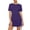 Purple, variant on Women's Ruched Drawstring Short Sleeve Mini Dress Casual Wrap Style Soft Stretchy Fabric Multiple Colors