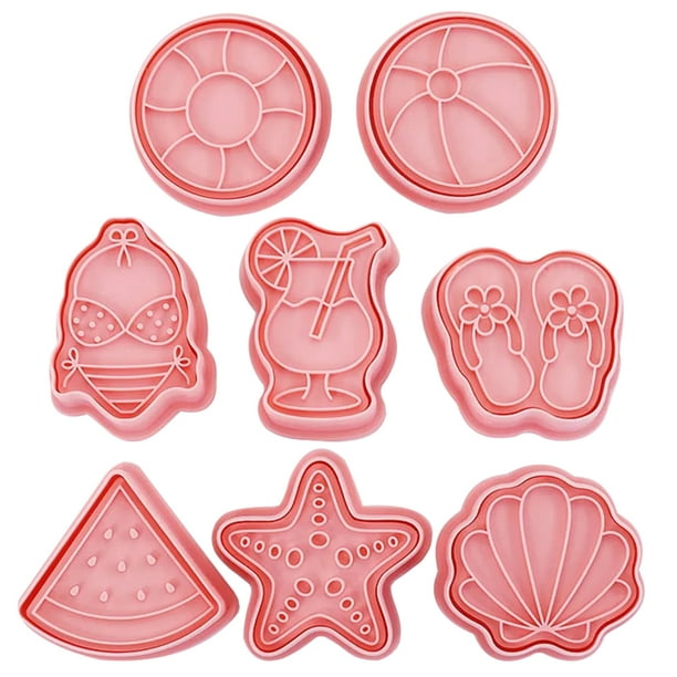 FELTECHELECTR cortadores de galletas con temática hawaiana, moldes para sellos de galletas hawaianas, adorables moldes para galletas.