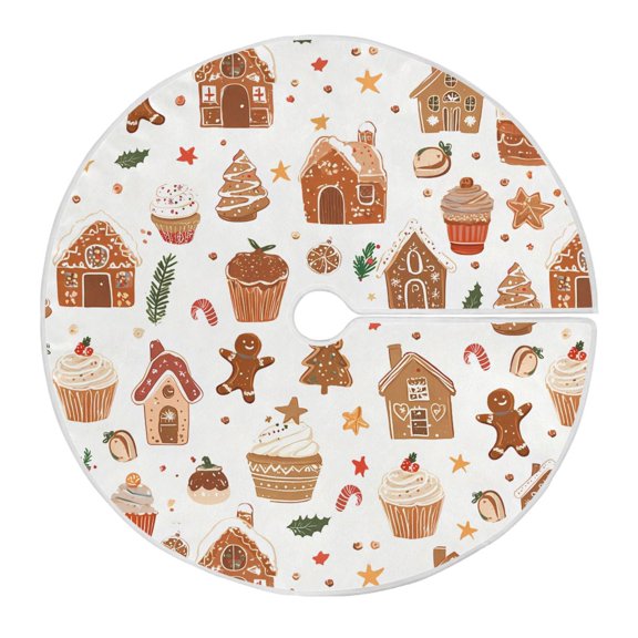 Ryvnso Christmas Tree Skirt Gingerbread Christmas Cakes Xmas Tree Skirts Ornament Home Decorations 35.4"