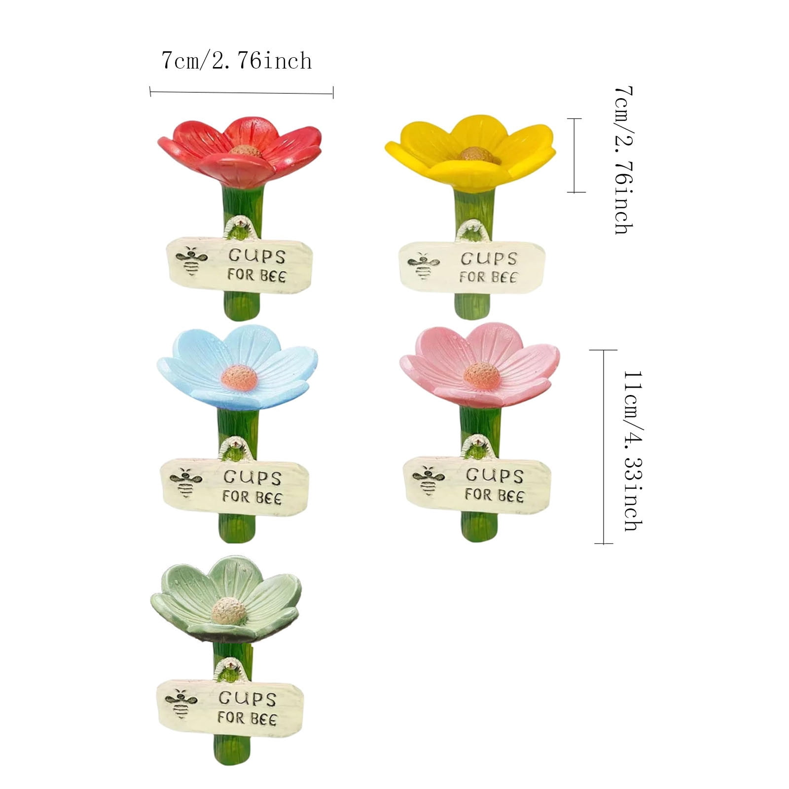 Kadlawus Flower-Shaped Watering Can for Garden, Resin Watering Station with Bee, Ceramic-Look Watering Pot for Potted Plants, Flowers, Indoor Decor