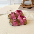thumbnail image 2 of enyan Girls Summer Sandals Outdoor Beach Anti-Slip Rubber Soft Sole Newborn Toddler First Walker Shoes White Sandals For Girls,Red,Size 6.5, 2 of 7
