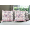 thumbnail image 2 of Ambesonne Pastel Plaid Throw Pillow Cover Pack of 4, Romantic Soft Floral, 4 Pcs-28" x 28", Lilac and Pale Pink, 2 of 5