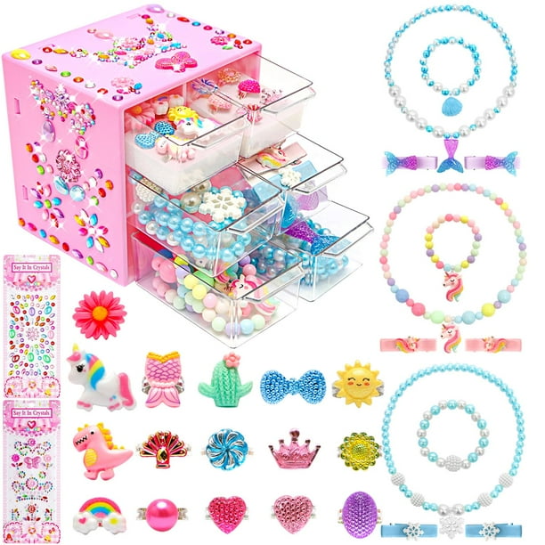 Set de joyas BEKALERZ para niñas de 3 a 10 años con anillos y collares