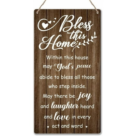 Bless This Home Wooden Signs Home Wall Decorative Plaque Rustic Decor Wall-mounted Hanging Wood Signs Entryway Wall Art Decor for Home Door Living Room Decor House Warming Gifts Mixed Color