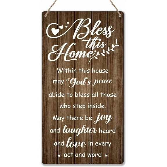 Bless This Home Wooden Signs Home Wall Decorative Plaque Rustic Decor Wall-mounted Hanging Wood Signs Entryway Wall Art Decor for Home Door Living Room Decor House Warming Gifts Mixed Color