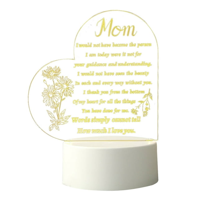 TIMIFIS Decorative Lights Mother s Day Gift-Led Acrylic Mother s Day Greeting Gift Light Acrylic Greeting Mother s Day Gift Light White Warm Light Lighting & Ceiling
