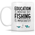 thumbnail image 2 of Funny Mug - Education is Important Fishing is Importanter 11 Oz Ceramic Coffee Mugs - Funny, Sarcasm, Inspirational birthday gifts for friend coworker father mother sister brother son daughter, 2 of 6