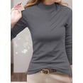 thumbnail image 4 of Weardear Long Sleeve Basic Tops for Women High Neck Slim Fitted T Shirts Solid Color Tight Tee Tops, 4 of 5