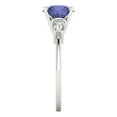 thumbnail image 3 of 2 ct Round Cut Simulated Tanzanite 3 Stone 18K White Gold Womens Engagement Ring, 3 of 5