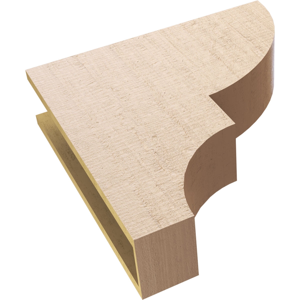 6"W x 24"D x 24"H Thin Ridgewood Rough Cedar Woodgrain TimberThane Corbel, Primed Tan