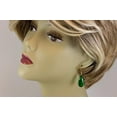 thumbnail image 2 of 14k Gold Filled Green Simulated Emerald Earrings Classic Faceted Teardrops Free Hanging Simple Dangles Designed for Adult Women, 2 of 5