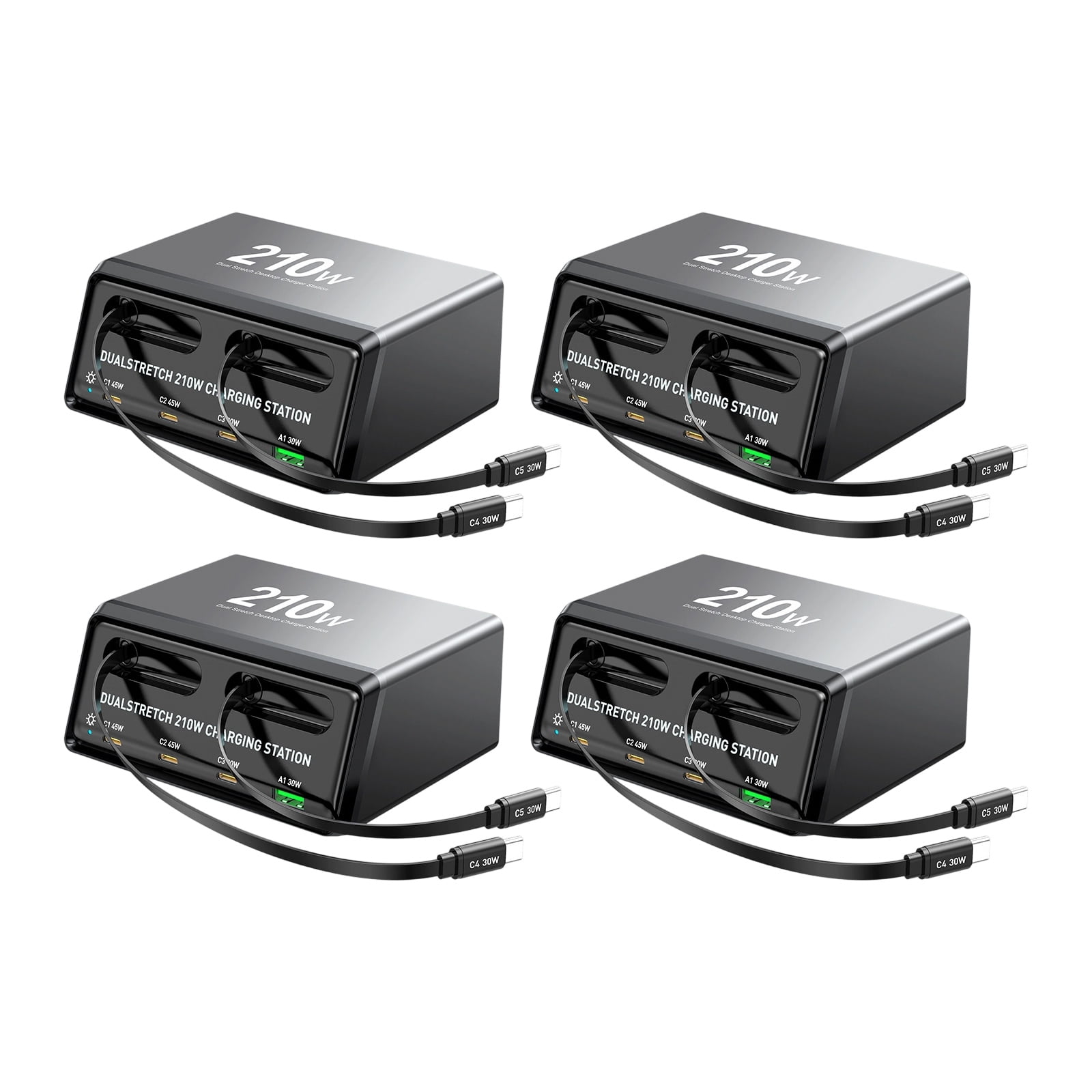 Compact Retractable Cable Chargers 210W for Phones Tablets Laptops Multi Port Design Efficient Charging