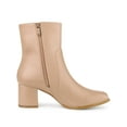 thumbnail image 3 of BLISSFUL STEP Women's Ankle Boots Square Toe Block Heel Side Zip Faux Leather Booties Nude 9.5, 3 of 7