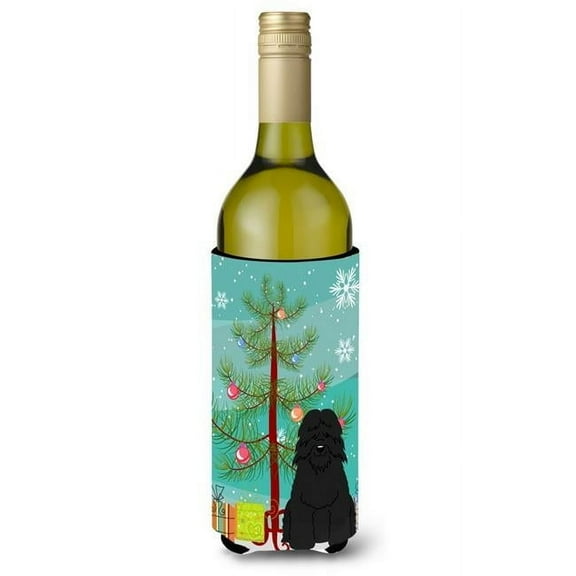 Merry Christmas Tree Bouvier Des Flandres Wine Bottle Beverge Insulator Hugger