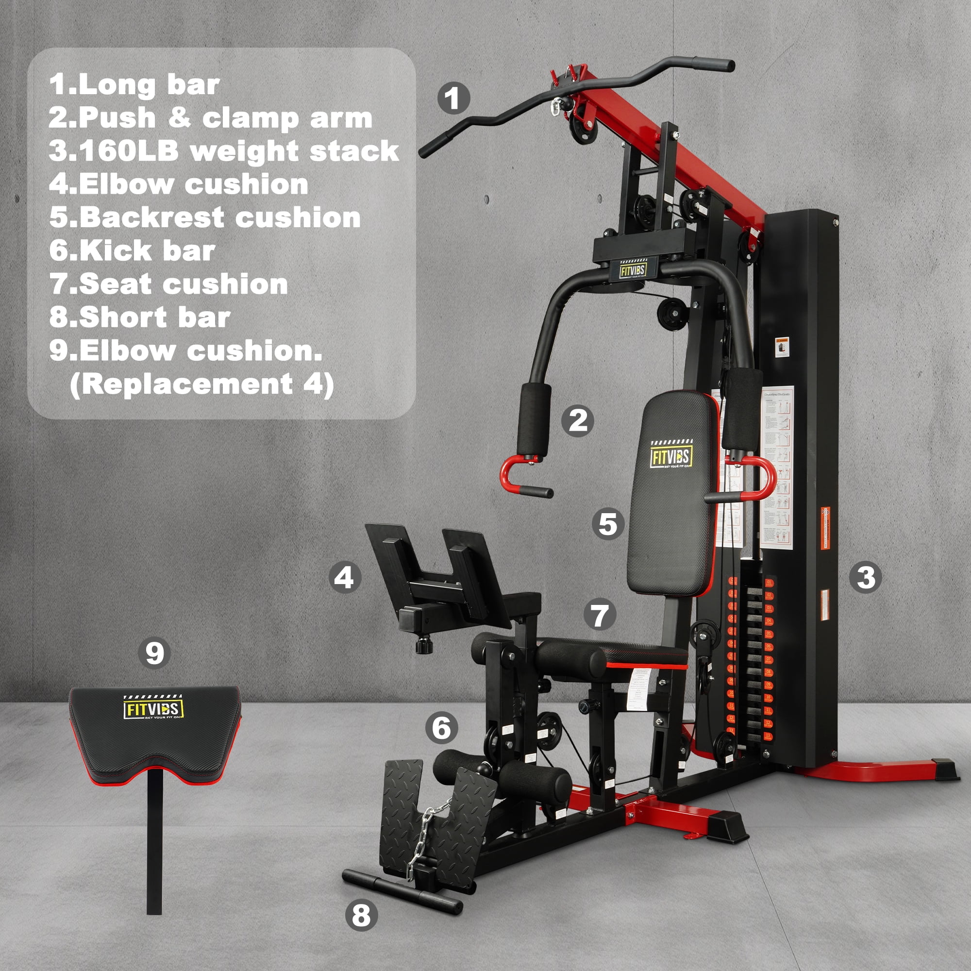 FlexWave LX770 Multifunctional Full Home Gym System Workout Station with 160 Lbs Weight Stack, One Station with Leg Training Pedal, Comes with Installation Instruction Video, Ships in 5 Boxes