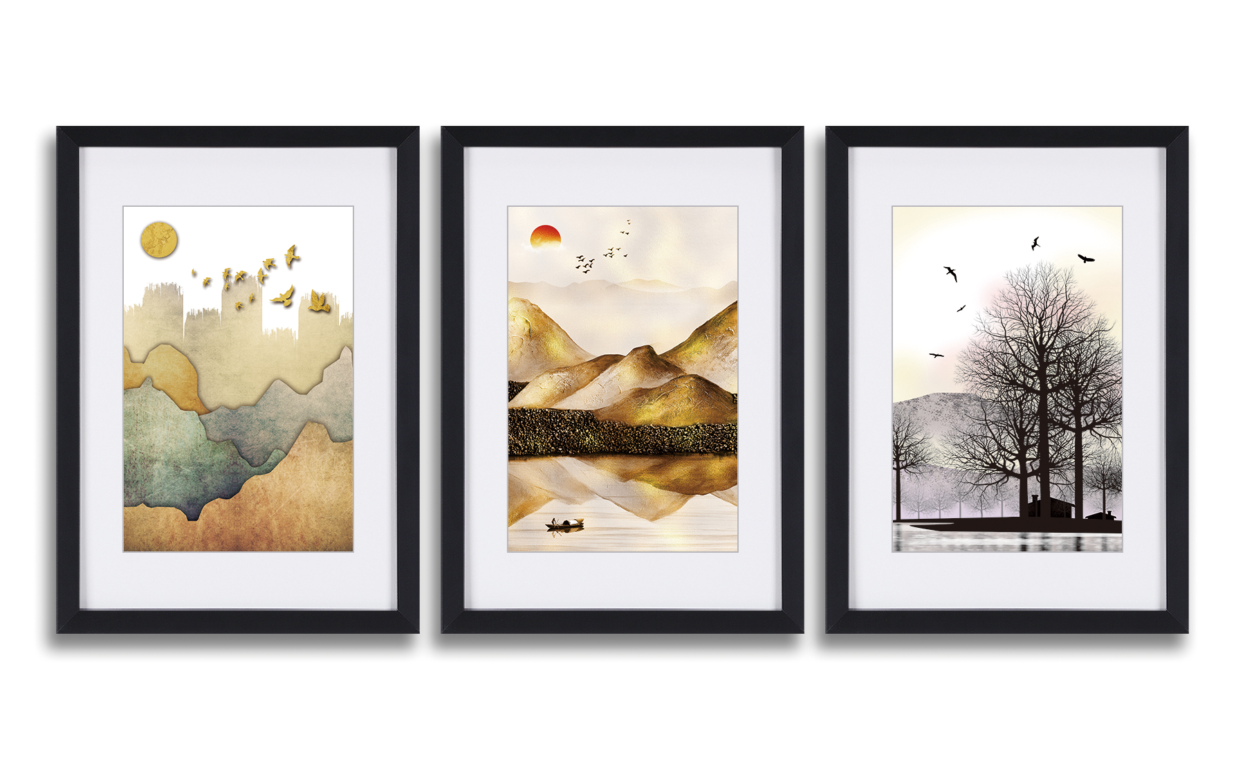 Abstract Landscape Wall Art Modern Contemporary Picture With Black