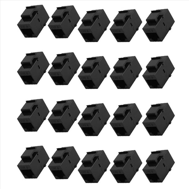 20 Piezas Conector RJ45 Jack Cat6 Acoplador de Extensión Red Ethernet LAN 6 Acoplador Conectores Extender Adaptador, Negro