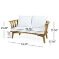 thumbnail image 3 of Wood Outdoor With Cushions - 24.98" H X 54.71" W 27.44" D Water-, Open Slat Back, Hardwood Frame, Assembly Necessary White/ Construction, Water- Seat Cushions, Modern Look, Required, 3 of 5