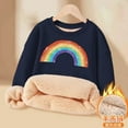 thumbnail image 3 of SonxaHe Big Girls Sweatshirt Fleece Lined Rainbow Print Long Sleeve Tshirt Child Warm Soft Cozy Winter Sweatshirts Blue,Sized 9-10, 3 of 3