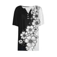 thumbnail image 6 of Olyvenn Womens Short Sleeve Tops 2026 Trendy Summer T Shirt Casual V Neck Pullover Button Printed Blouse Plus Size Tees Black S, 6 of 7