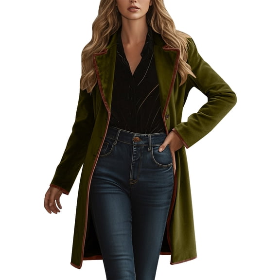Womens Velvet Wool Coats Single Breasted Trench Coats Long Wool Coat Trench Coat Peacoat Jackets Fall Winter Dressy Peacoat