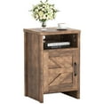 thumbnail image 5 of Furmax Farmhouse End Table, Nightstand with Barn Door and Shelf, Side Table for Living Room Bedroom, Light Brown, 5 of 7