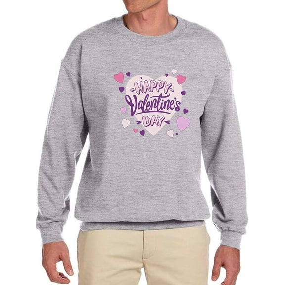 Happy Valentine's Day Heart Sweatshirt Men -Smartprints Designs, Male 5X-Large