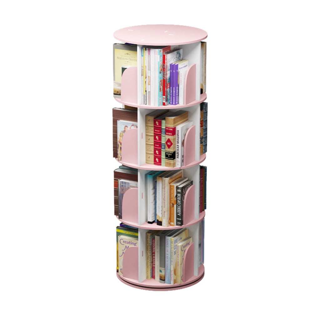 Fabulcozy Bibliothèque Rotative 360° 4 Niveaux Bois Massif Pin - Étagère De Rangement Tournante