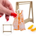 thumbnail image 3 of EeaseCA Mini Doll Clothes Rack Miniature Clothes Wood Display Stand Doll House Garment Rack Decor, 3 of 8