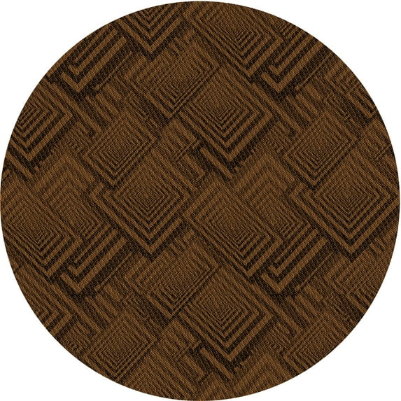Ahgly Company Machine Washable Indoor Round Transitional Saddle Brown Area Rugs, 6' Round