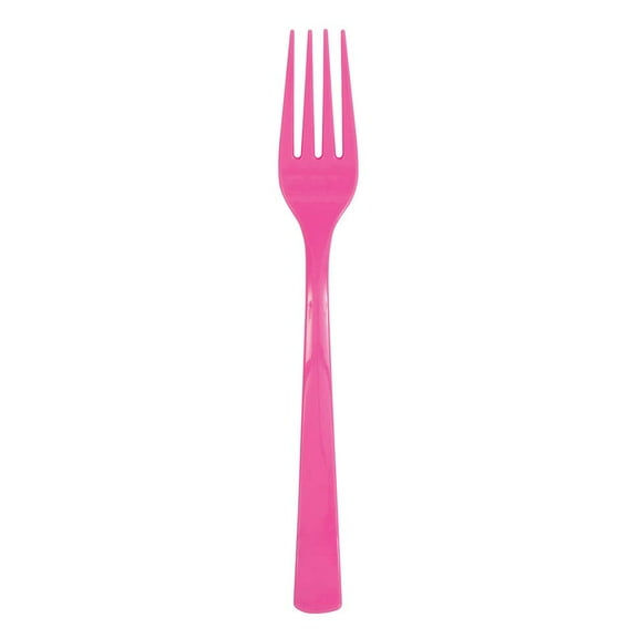Unique Industries 39491 Hot Pink Solid Plastic Forks, 18 Count