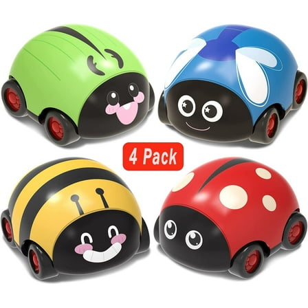 MAINYU 4 Pack Toys Pull Back Vehicles, Friction Powered Vehicles & Race Car Toy Vehicles Truck Car Toy for Kids Toddlers Boys Child, Pull Back & Go Car Toy Play Set for Kids Birthday Christmas Gift