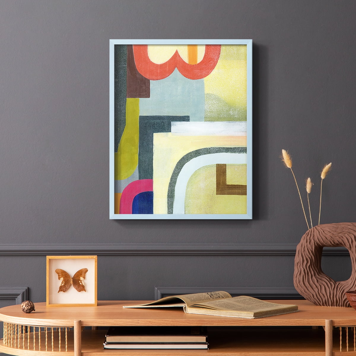 City of Rainbows II Framed Print in Blue Solid Wood Framed Print No Nail Hanging