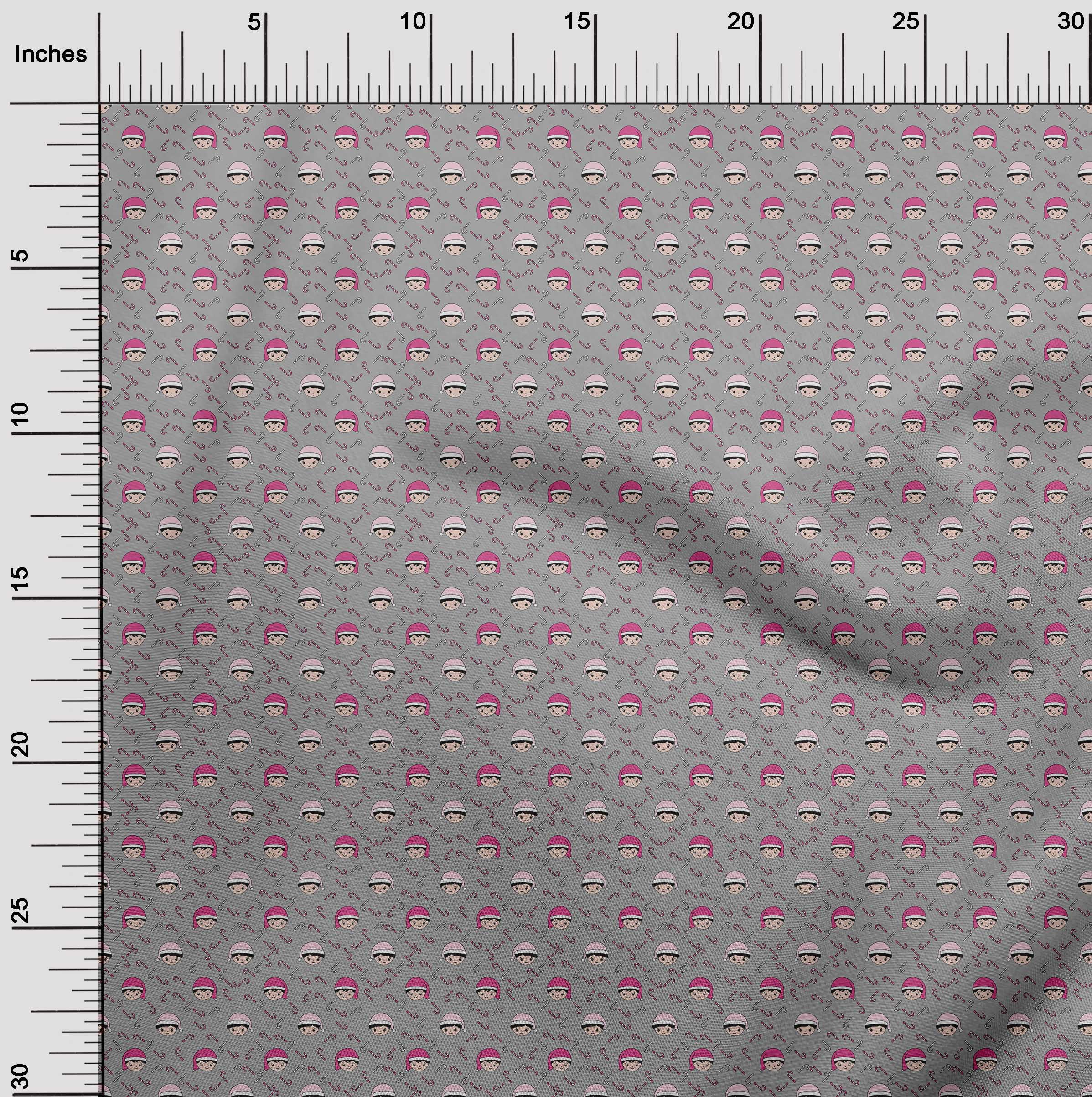 oneOone Polyester Spandex Gray Fabric Christmas Sewing Material Print Fabric By The Yard 56 Inch Wide