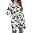 thumbnail image 5 of Lutiedan Halloween Cardigan for Women Pumpkin Cat Scary Graphic Cardigan Long Sleeve Open Front Knitted Sweater Coat,White, 5 of 6